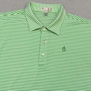 Peter Millar Aronimink 1896 Summer Comfort Polo Shirt Mens XL Green White Stripe